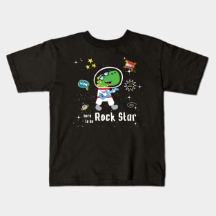 dino rock star astronaut Kids T-Shirt